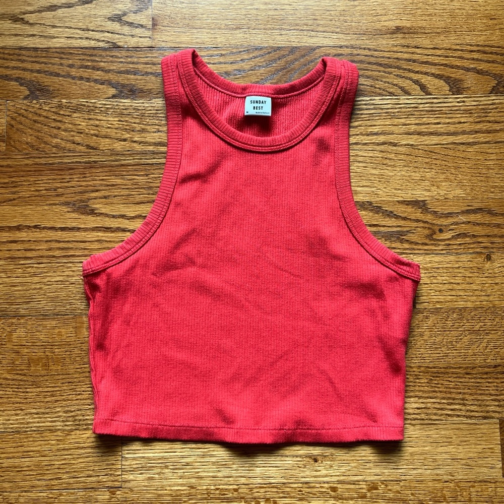 Sunday Best Red Fitted Crop Tank Top